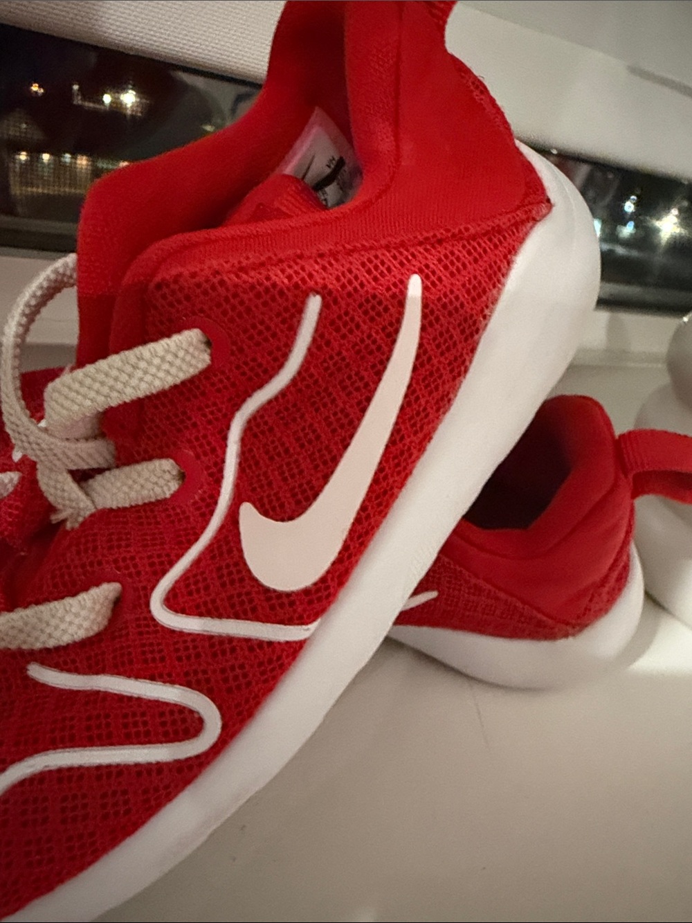 Nike Kids' Red and White Lightweight Sneaker